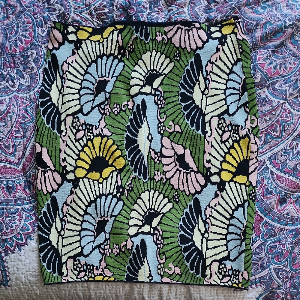 RACHEL Rachel Roy Vibrant Fan Pattern Pencil Skirt